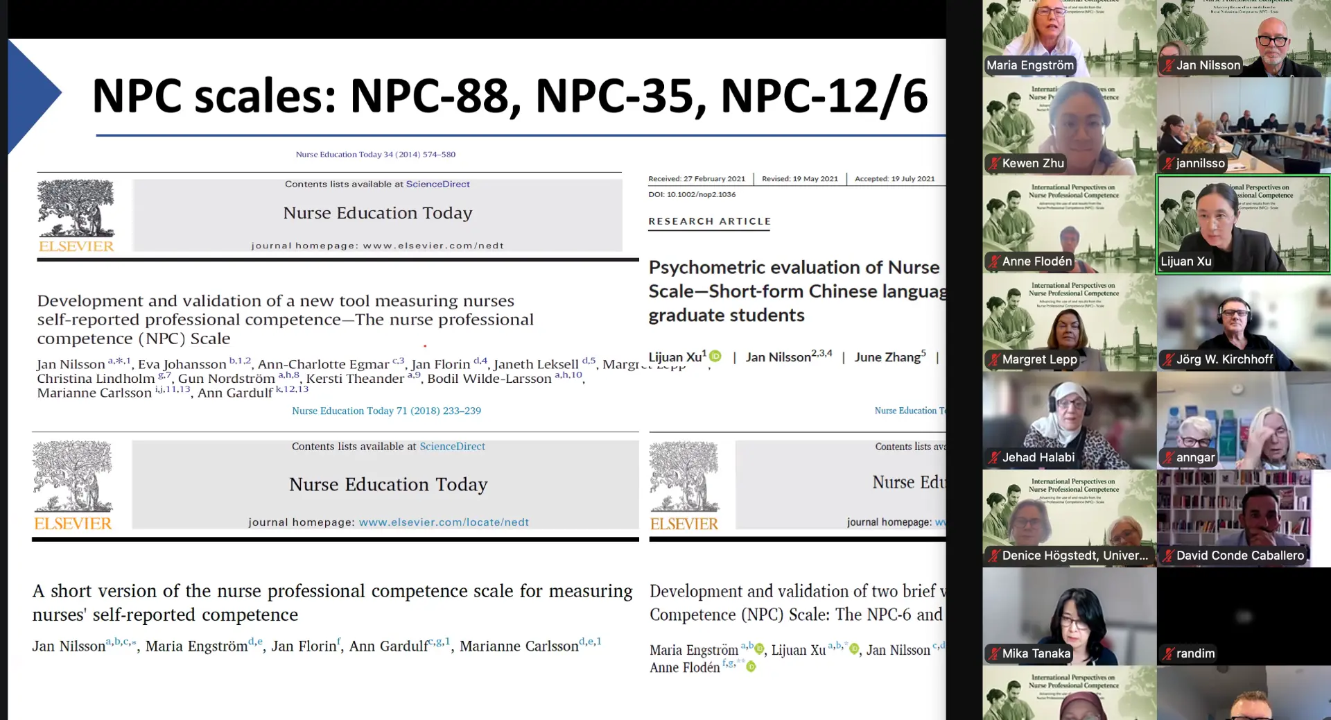 Workshop slide presenting the NPC Scale versions NPC-88, NPC-35, NPC-12/6
