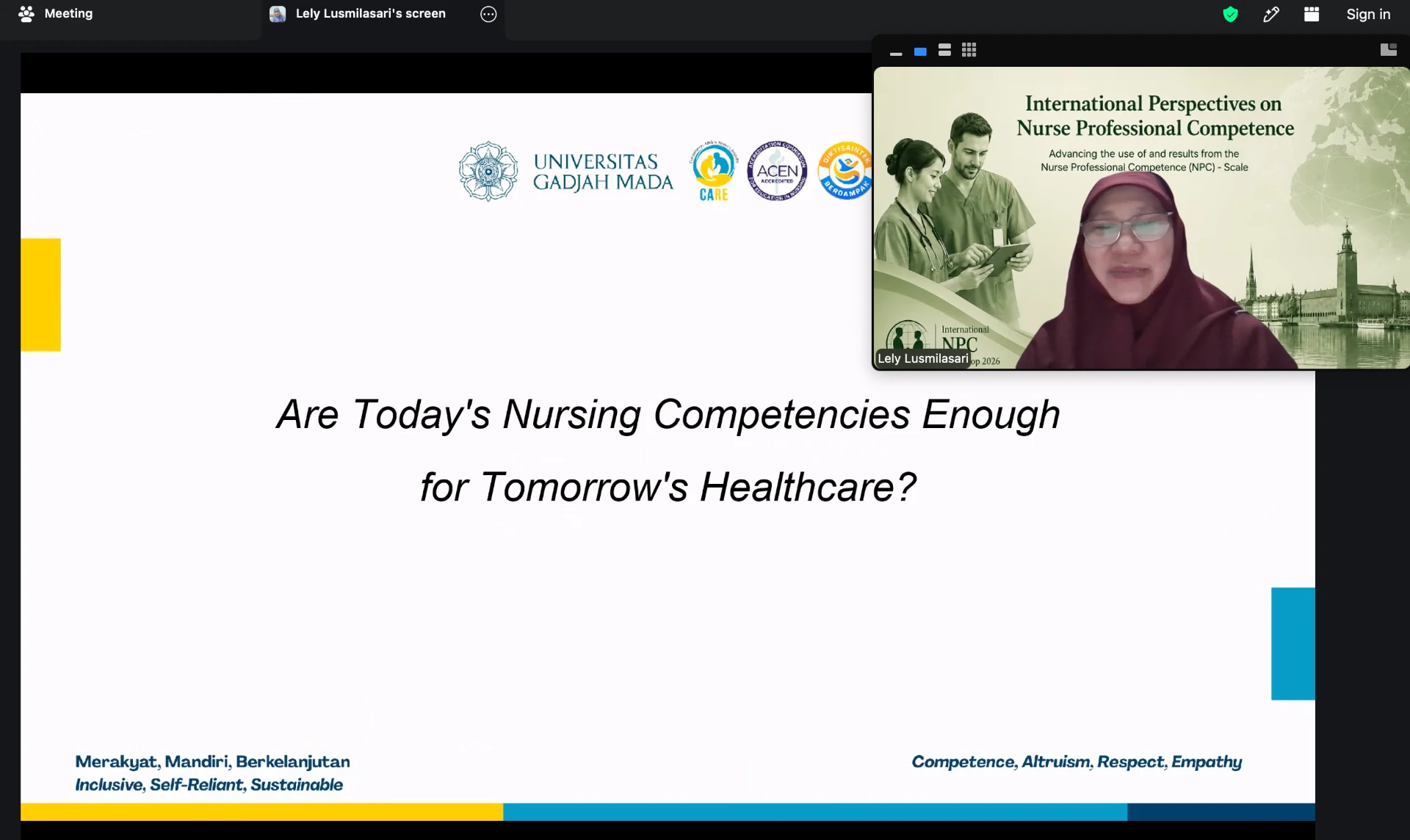Workshop slide from Universitas Gadjah Mada: Are Today's Nursing Competencies Enough for Tomorrow's Healthcare?
