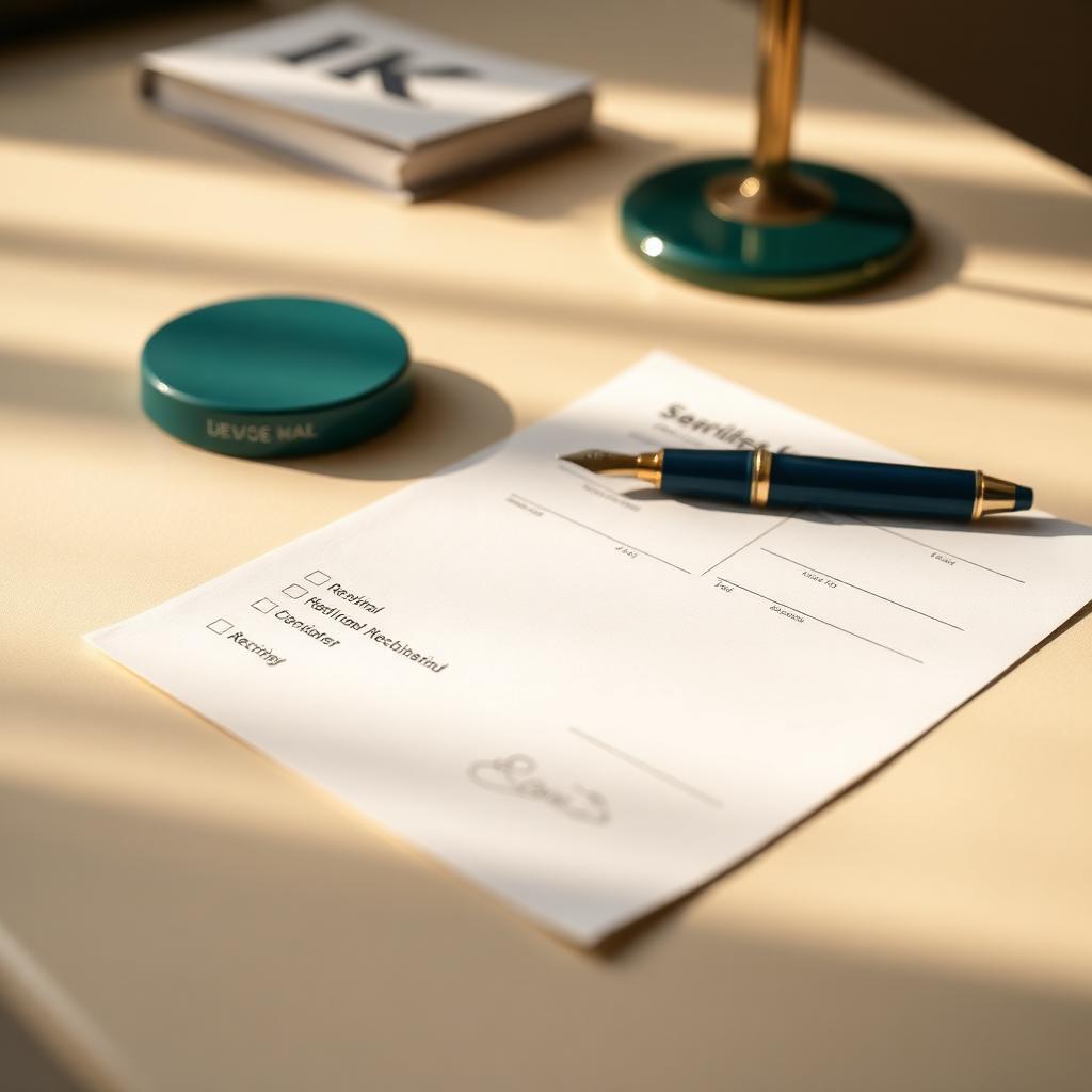 A printed questionnaire and fountain pen on a desk